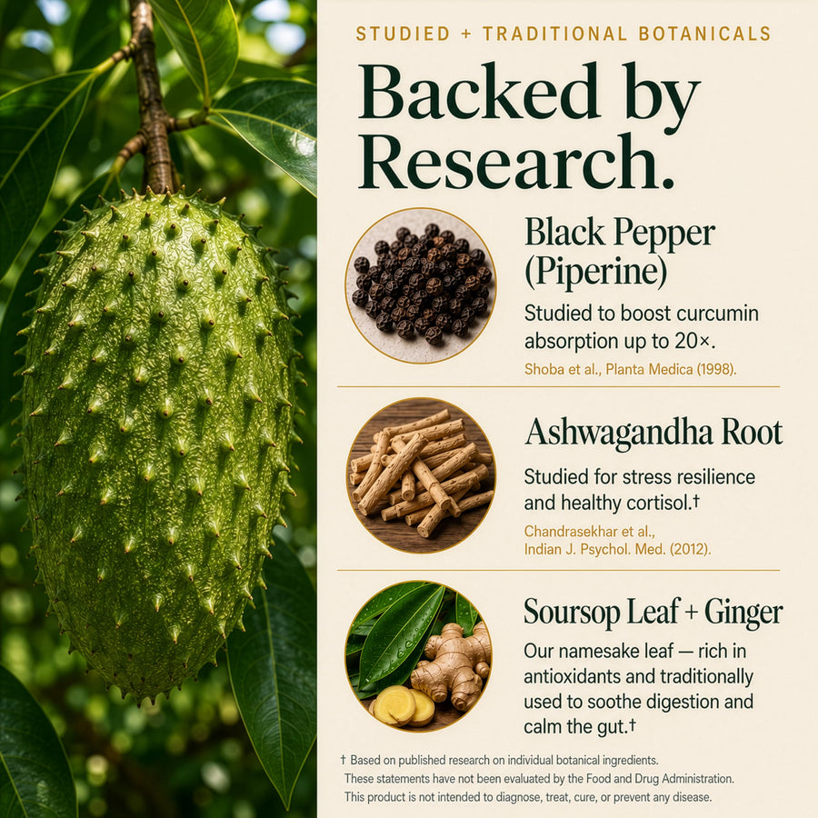 Pharmacist formulated, third-party tested soursop bitters made in a USA cGMP facility