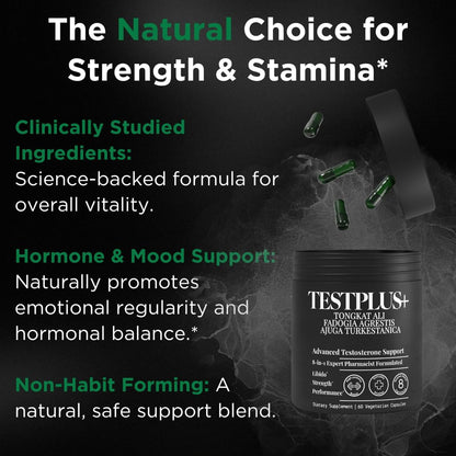 TESTPLUS+ 8-in-1 Testosterone Supplement for Men