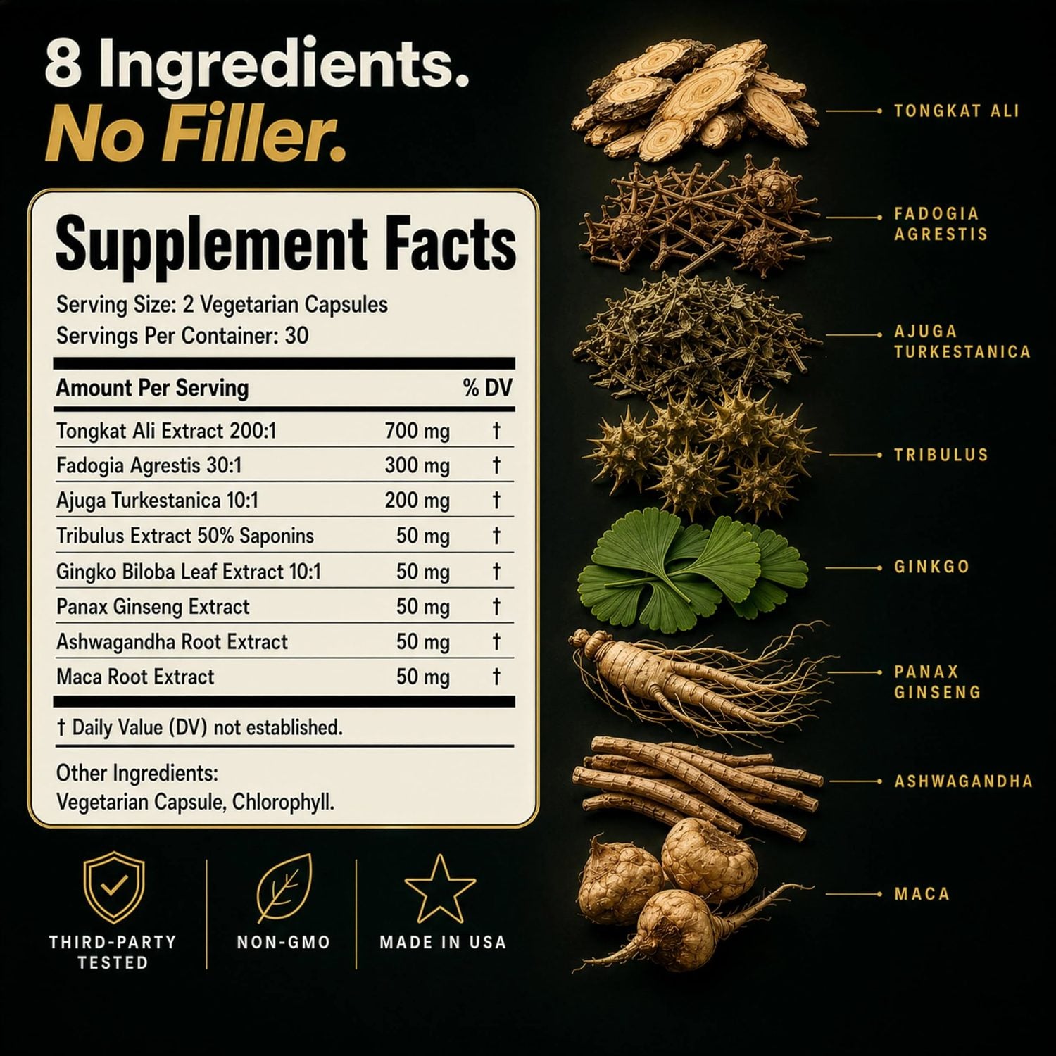 TESTPLUS+ 8-IN-1 - Supplement Facts Label