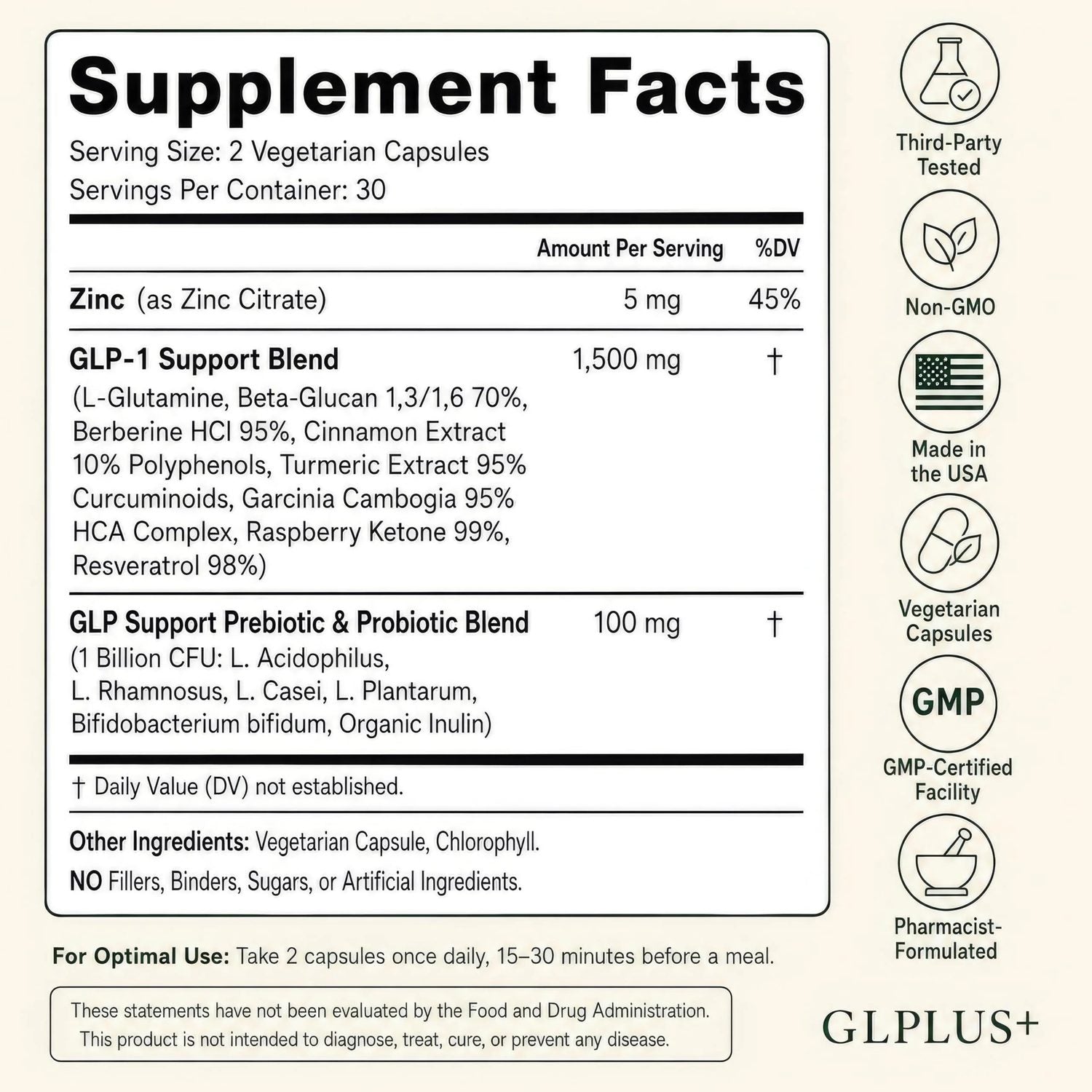GLPLUS+ 10-IN-1 - Supplement Facts Label